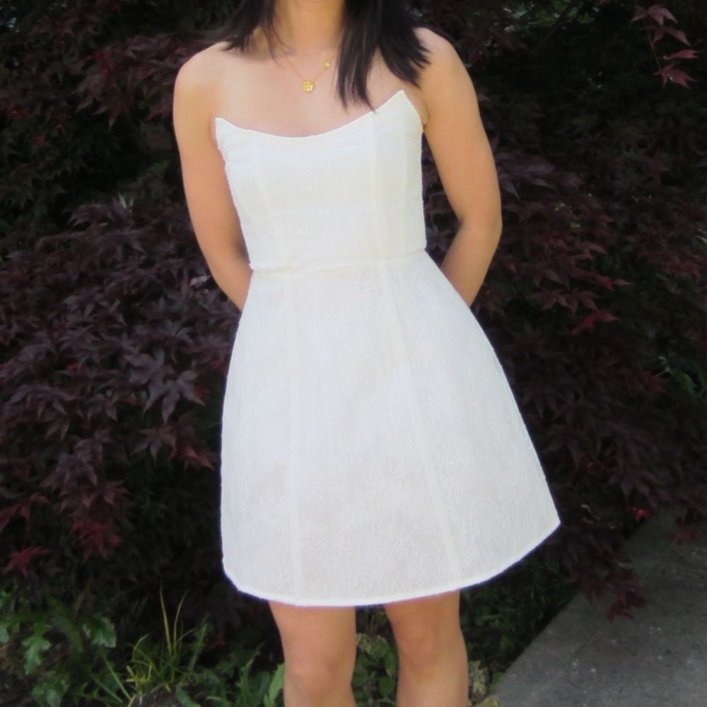 Heiress Strapless Lace Corset Mini Dress XXS - White
